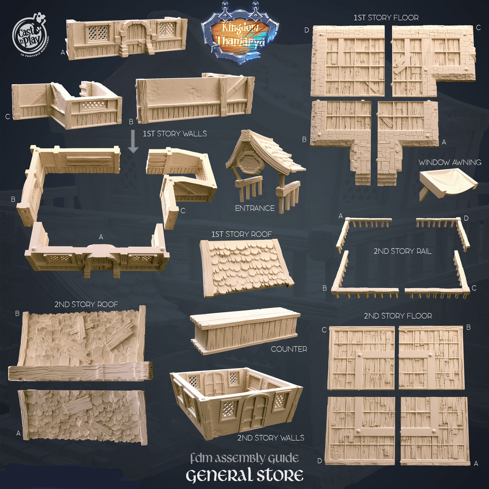 3D Printed Cast n Play General Store Kingdom Of Thamarya 28mm 32mm D&D (Online Only)
