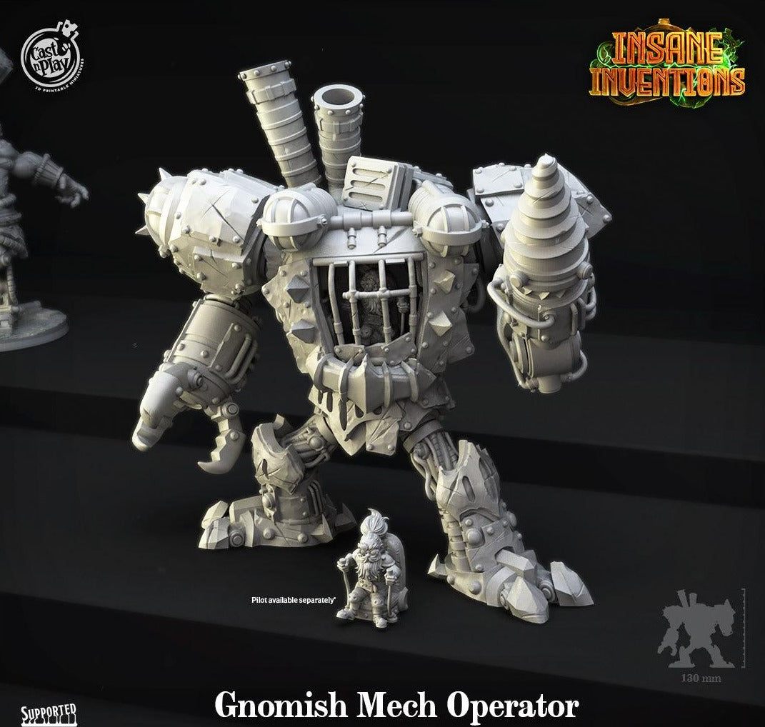 3D Printed Cast n Play Gnomish Mech Operator Insane Inventions 28mm 32mm D&D (Online Only)