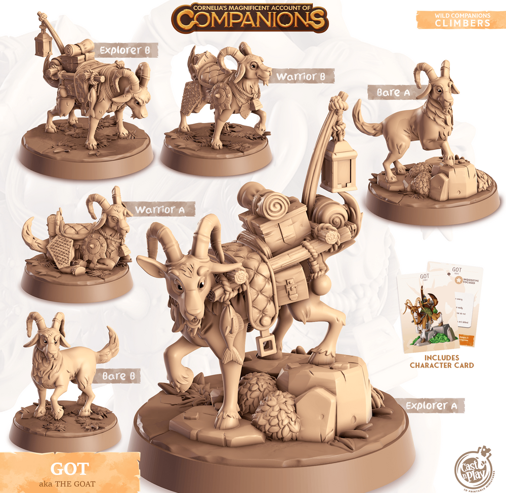 3D Printed Cast n Play Got - Goat Companions 28mm 32mm D&D (Online Only)