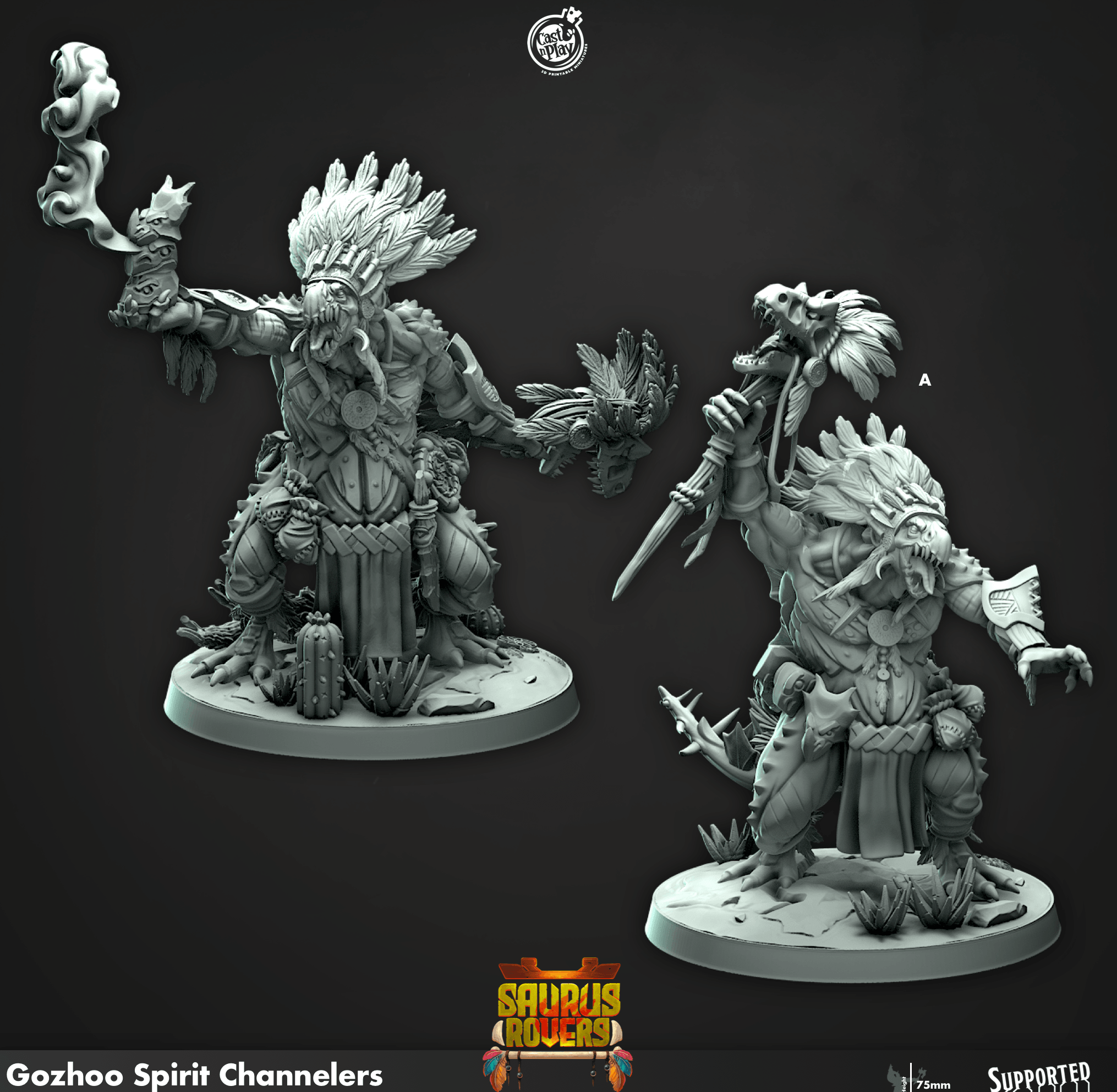 3D Printed Cast n Play Gozhoo Spirit Channelers Saurus Rovers Set 28mm 32mm D&D (Online Only)