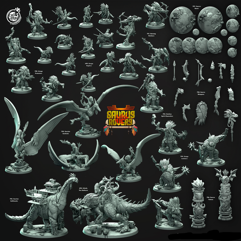 3D Printed Cast n Play Gozhoo Spirit Channelers Saurus Rovers Set 28mm 32mm D&D (Online Only)