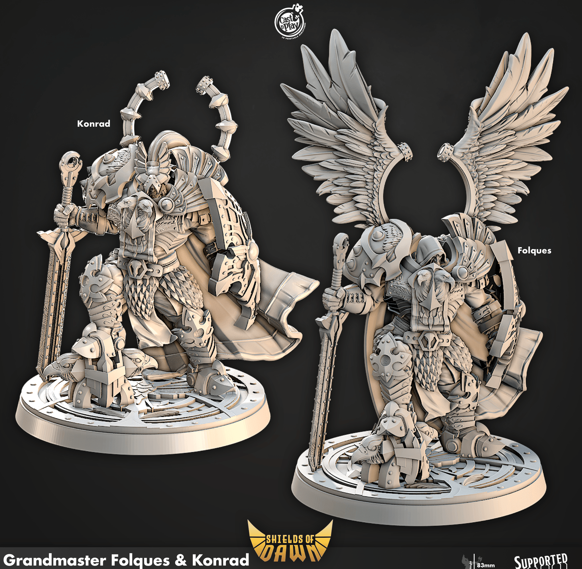 3D Printed Cast n Play Grandmaster Folques and Konrad Shields of Dawn 28mm 32mm D&D (Online Only)