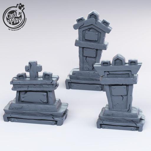 3D Printed Cast n Play Gravestones 28mm 32mm D&D (Online Only)
