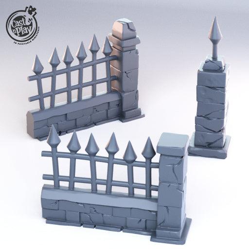 3D Printed Cast n Play - Graveyard Fences 28mm 32mm D&D (Online Only)