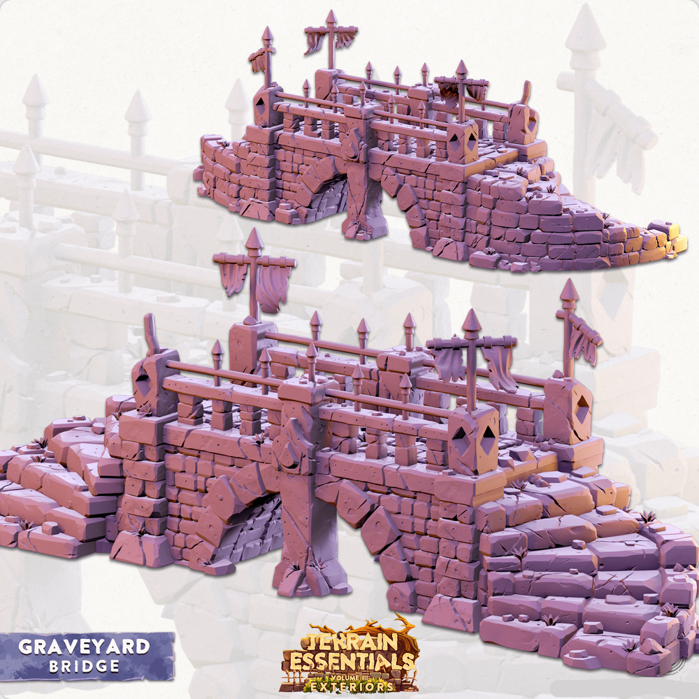 3D Printed Cast n Play Graveyard - Graveyard Bridge Set 28mm 32mm D&D (Online Only)