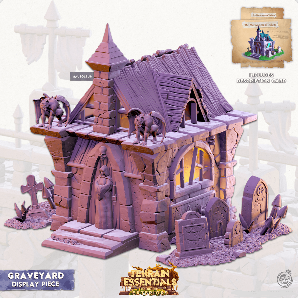 3D Printed Cast n Play Graveyard - Mausoleum Display Piece 28mm 32mm D&D (Online Only)