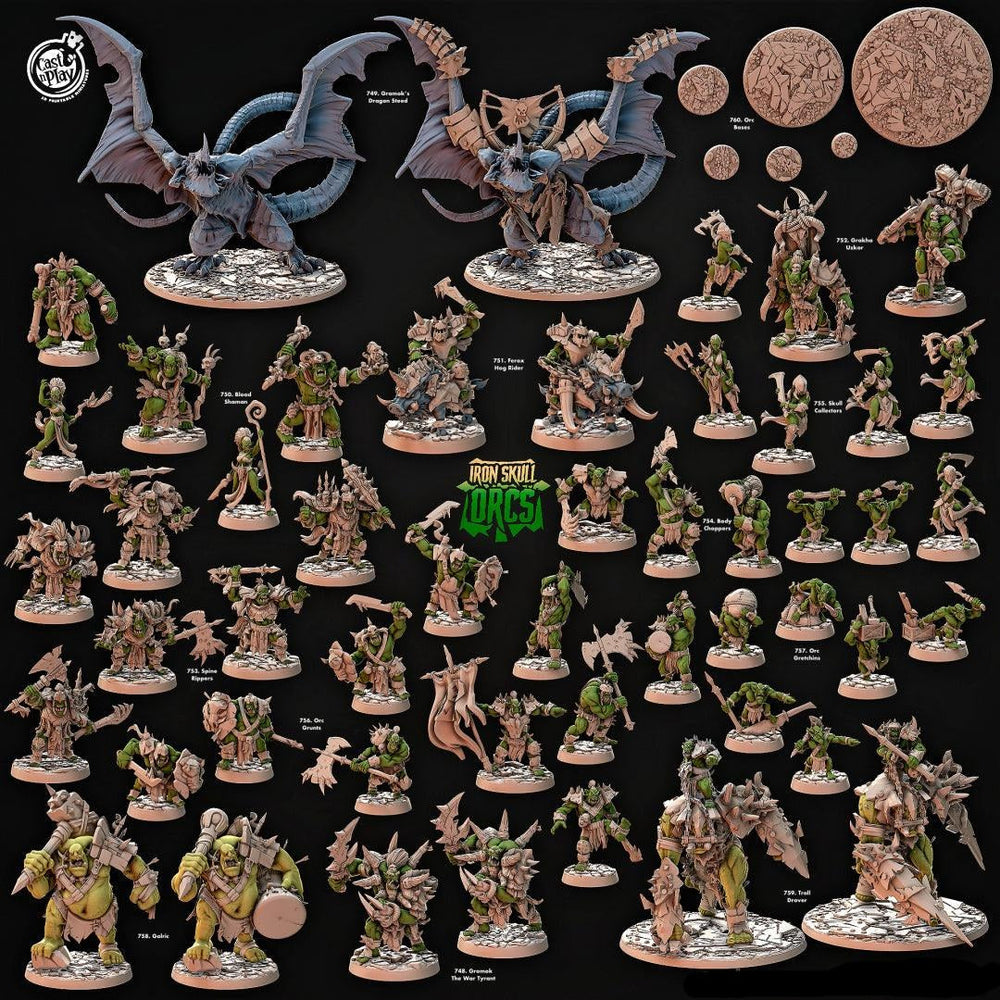 3D Printed Cast n Play Gromok The War Tyrant Iron Skull Orcs 28mm 32mm D&D (Online Only)