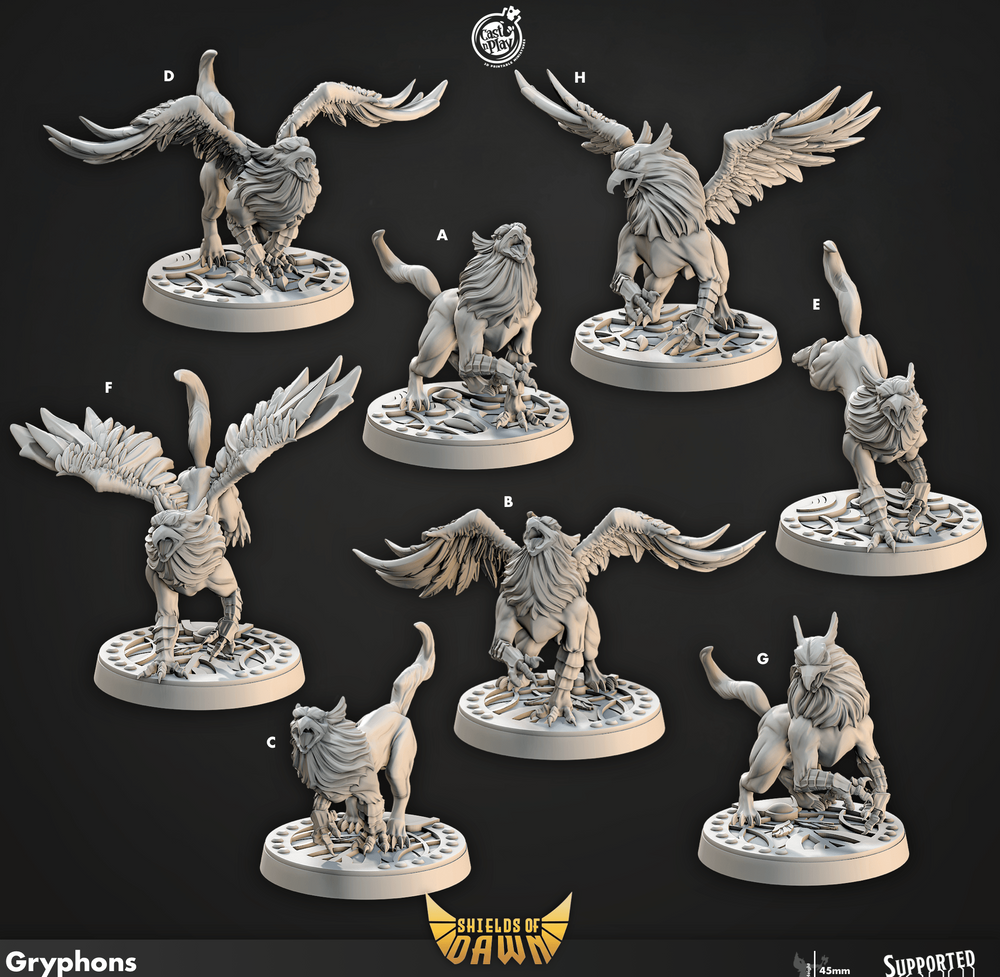 3D Printed Cast n Play Gryphons Shields of Dawn 28mm 32mm D&D (Online Only)