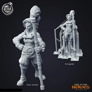 3D Printed Cast n Play Half Orc Female Monk 28mm 32mm D&D (Online Only)