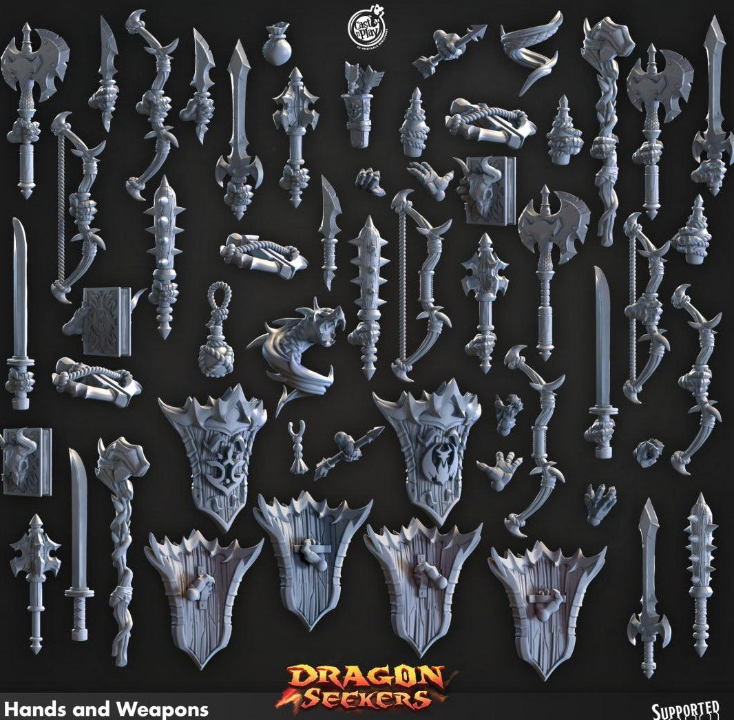 3D Printed Cast n Play Hands and Weapons Dragon Seekers 28mm 32mm D&D (Online Only)