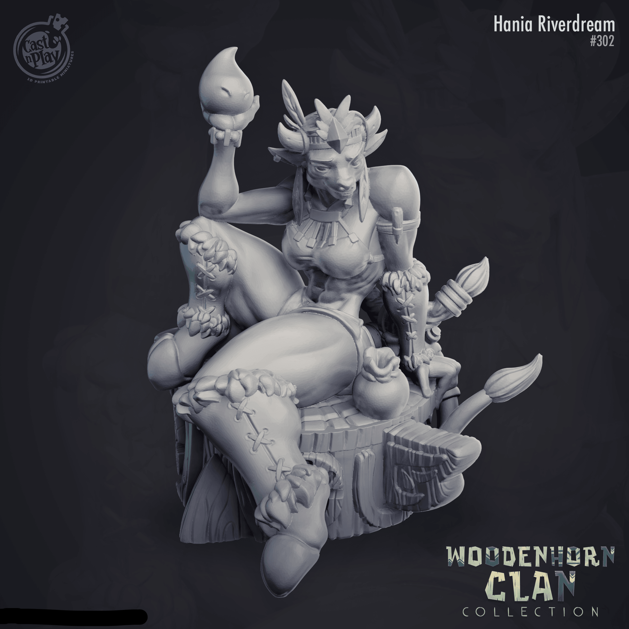3D Printed Cast n Play Hania Riverdream Wooden Horn Clan 28mm 32mm D&D (Online Only)
