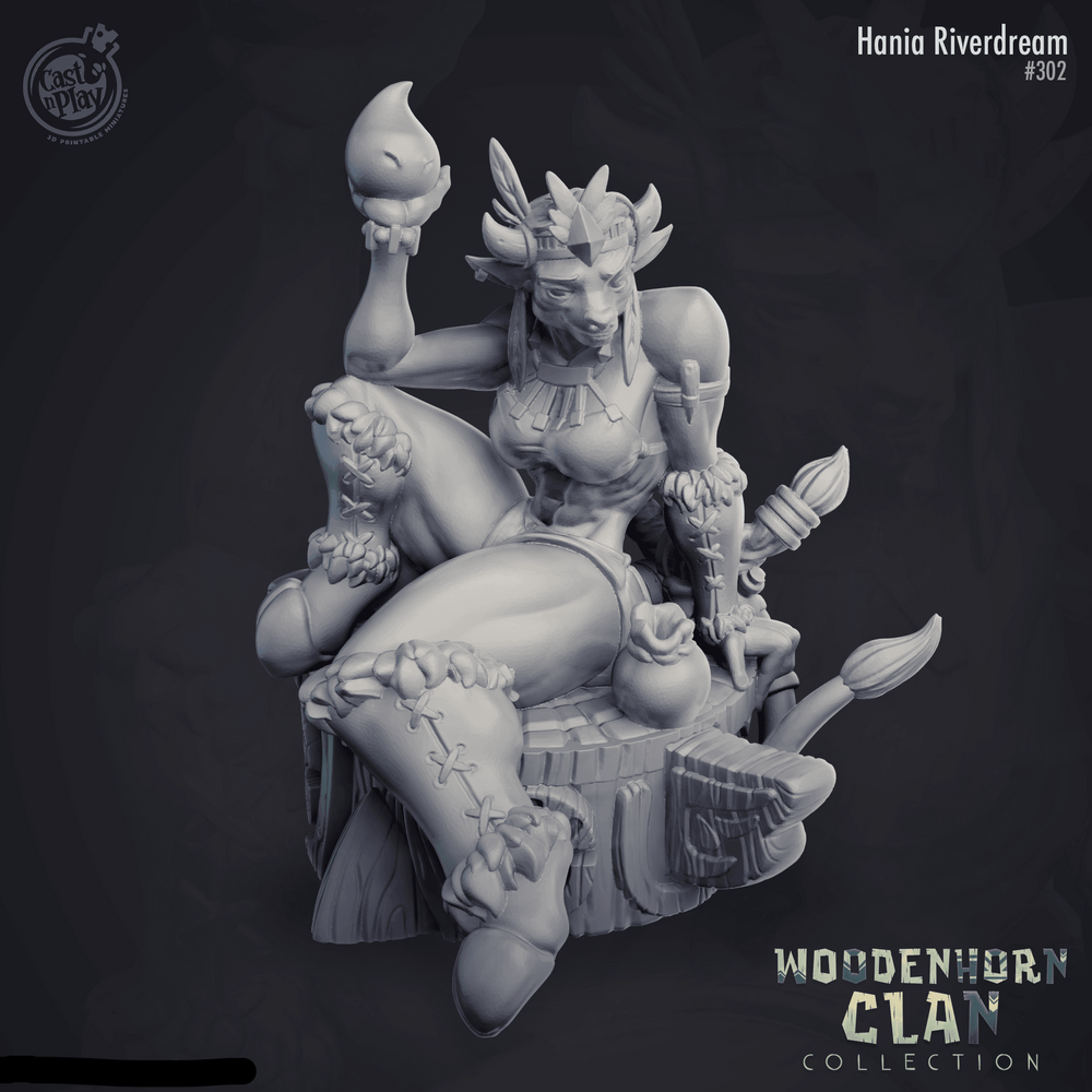 3D Printed Cast n Play Hania Riverdream Wooden Horn Clan 28mm 32mm D&D (Online Only)