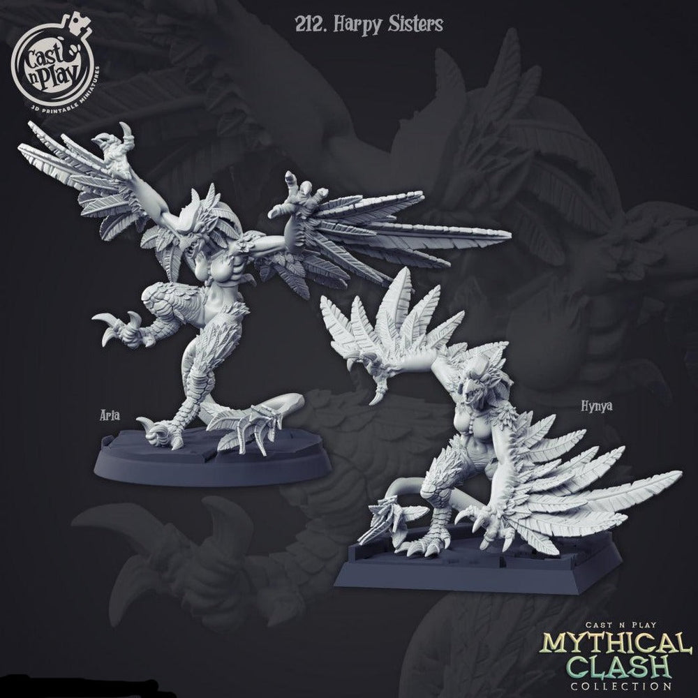 3D Printed Cast n Play Harpy Sisters Aria and Hynya Mythical Clash 28mm 32mm D&D (Online Only)