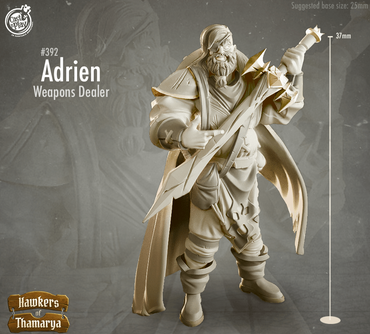 3D Printed Cast n Play Hawkers of Thamarya - Adrien the Weapons Dealer 28mm 32mm D&D (Online Only)