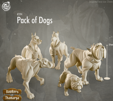 3D Printed Cast n Play Hawkers of Thamarya - Pack of Dogs 28mm 32mm D&D (Online Only)