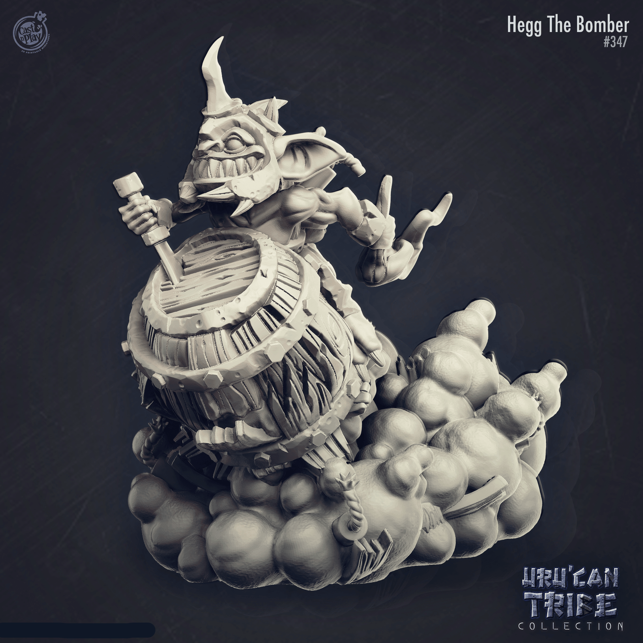 3D Printed Cast n Play Hegg The Bomber Goblin UruCan Tribe 28mm 32mm D&D (Online Only)