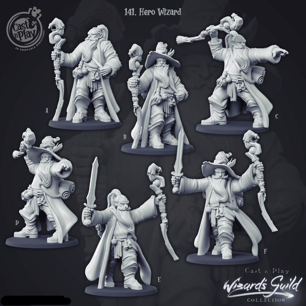 3D Printed Cast n Play Hero Wizard 28mm 32mm D&D (Online Only)