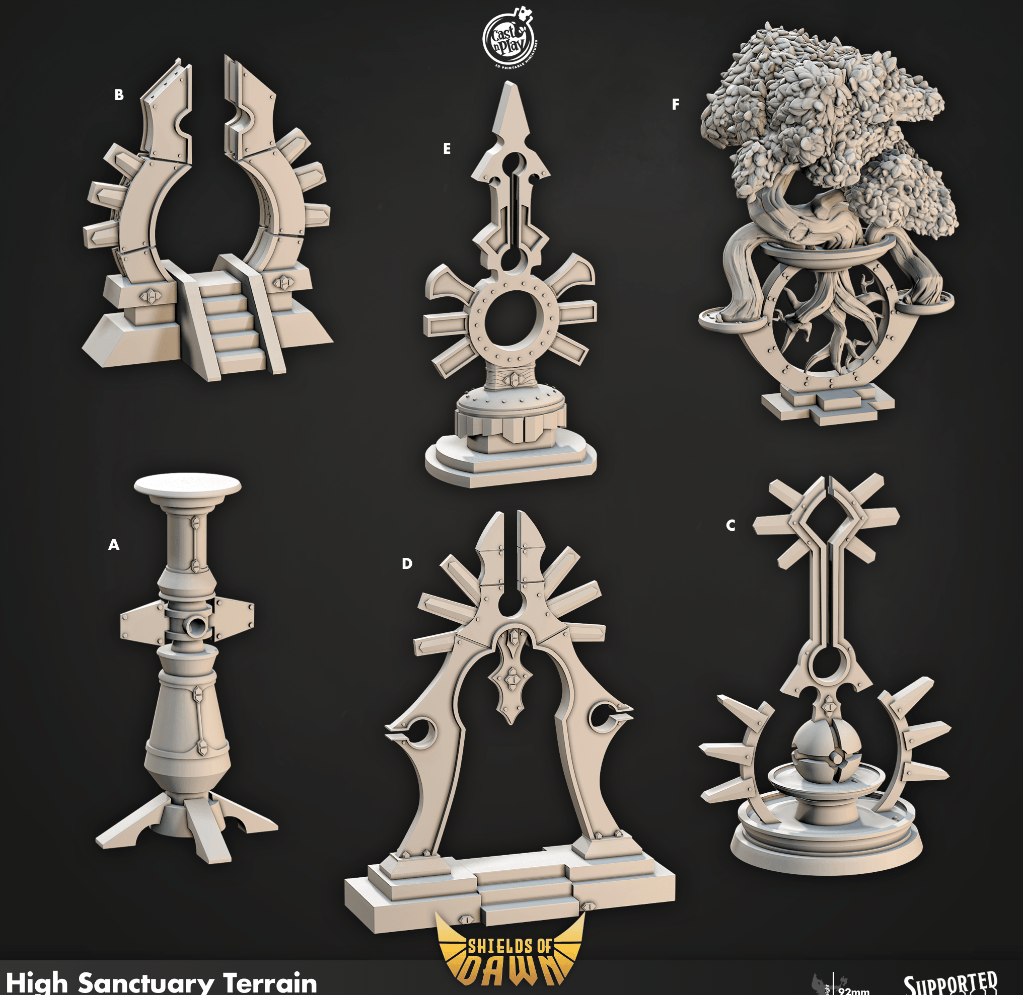 3D Printed Cast n Play High Sanctuary Terrain Shields of Dawn 28mm 32mm D&D (Online Only)