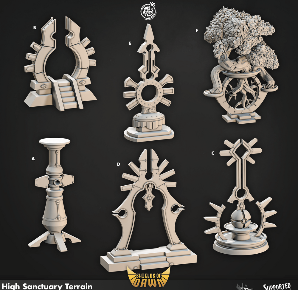 3D Printed Cast n Play High Sanctuary Terrain Shields of Dawn 28mm 32mm D&D (Online Only)
