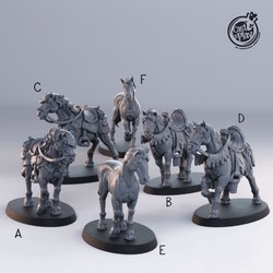3D Printed Cast n Play Horses  Set Townsfolk 28mm 32mm D&D (Online Only)