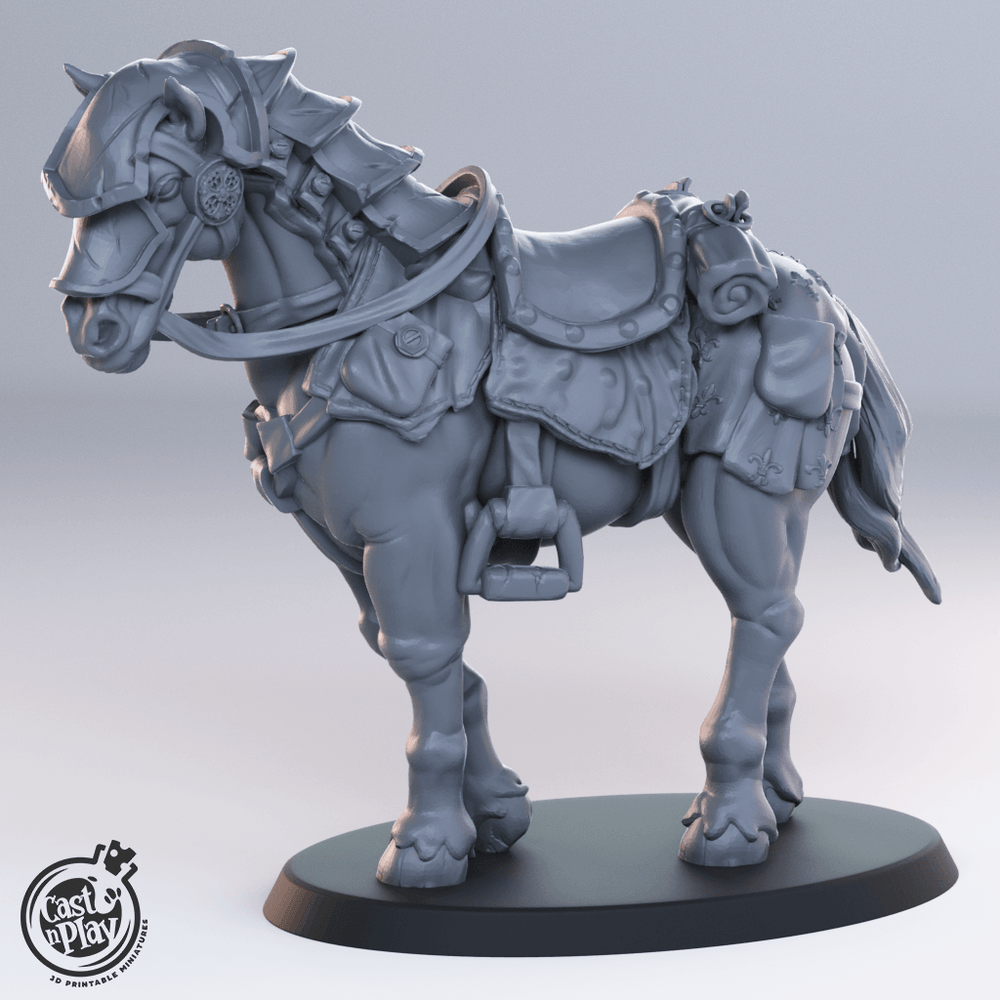 3D Printed Cast n Play Horses  Set Townsfolk 28mm 32mm D&D (Online Only)