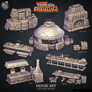 3D Printed Cast n Play House Set Kitchen Terrain Essentials 28mm 32mm D&D (Online Only)