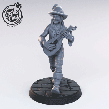 3D Printed Cast n Play - Human Bard 28mm 32mm D&D (Online Only)