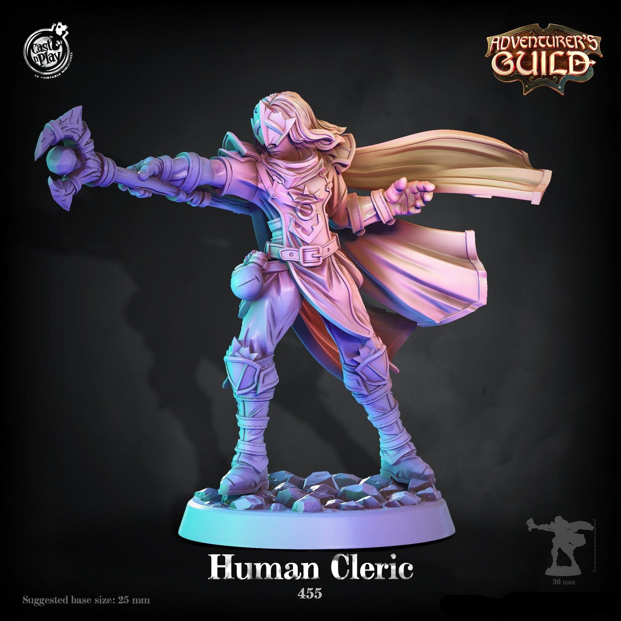 3D Printed Cast n Play Human Cleric 28mm 32mm D&D (Online Only)