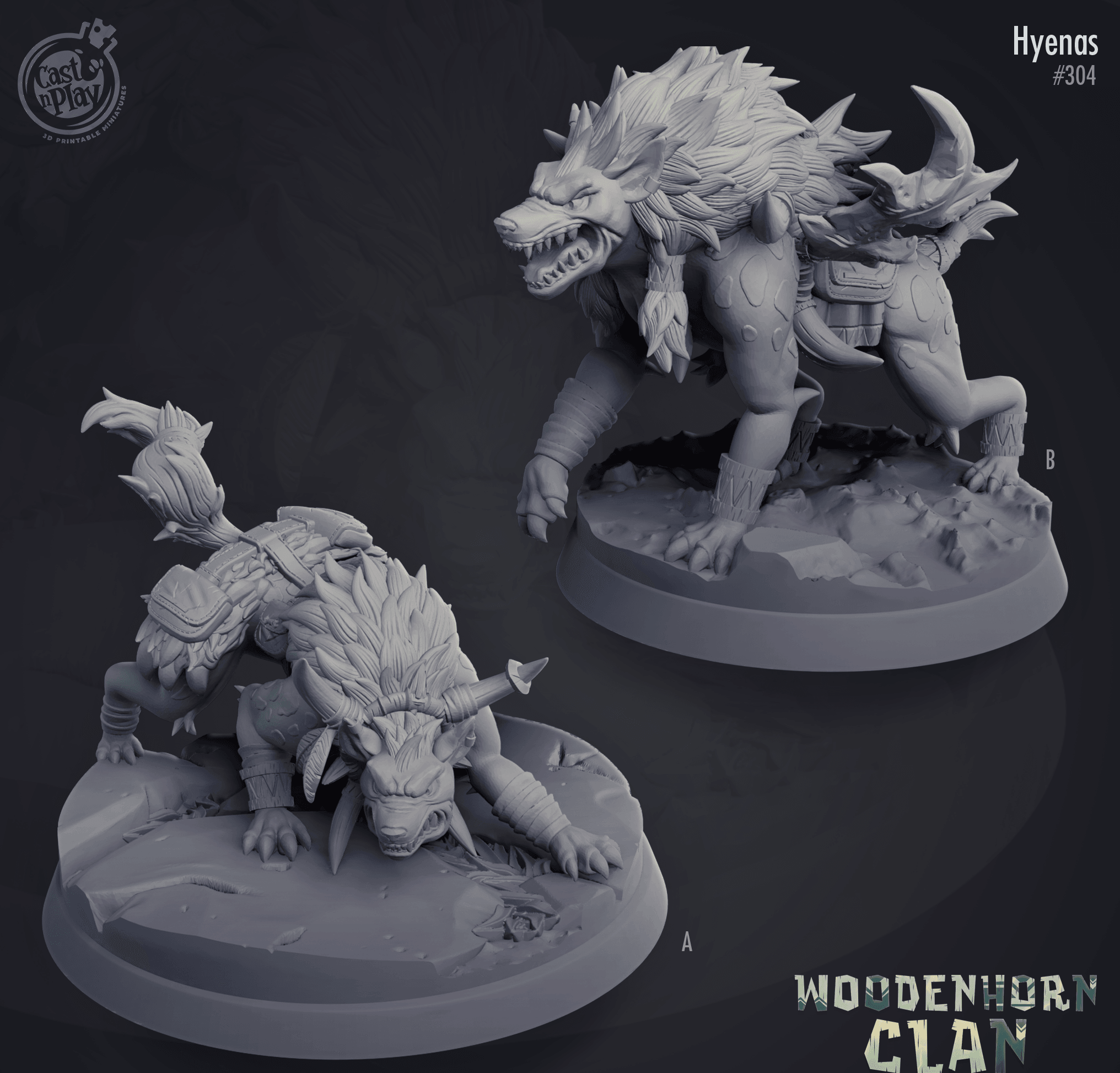 3D Printed Cast n Play Hyenas Woodenhorn Clan 28mm 32mm D&D (Online Only)