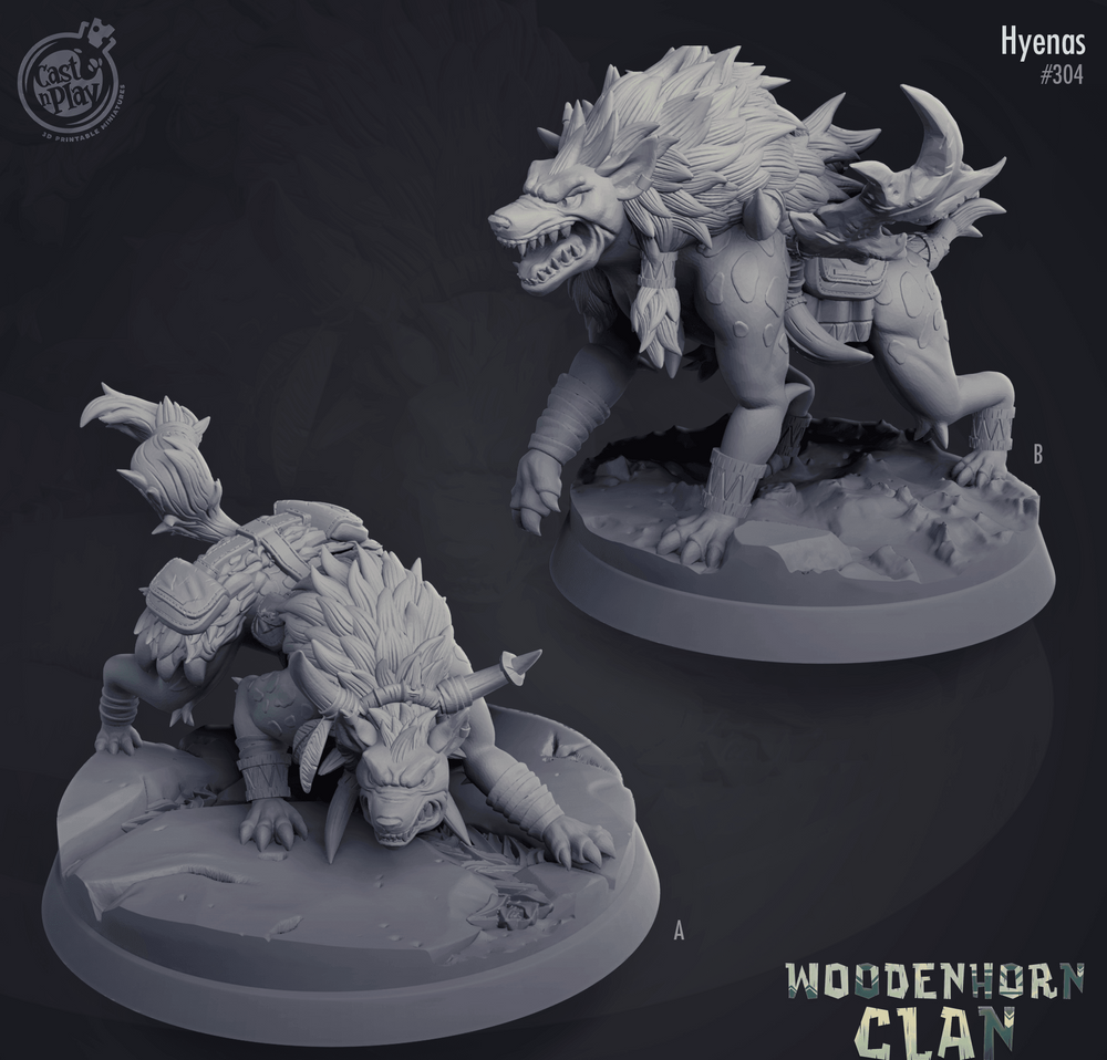 3D Printed Cast n Play Hyenas Woodenhorn Clan 28mm 32mm D&D (Online Only)