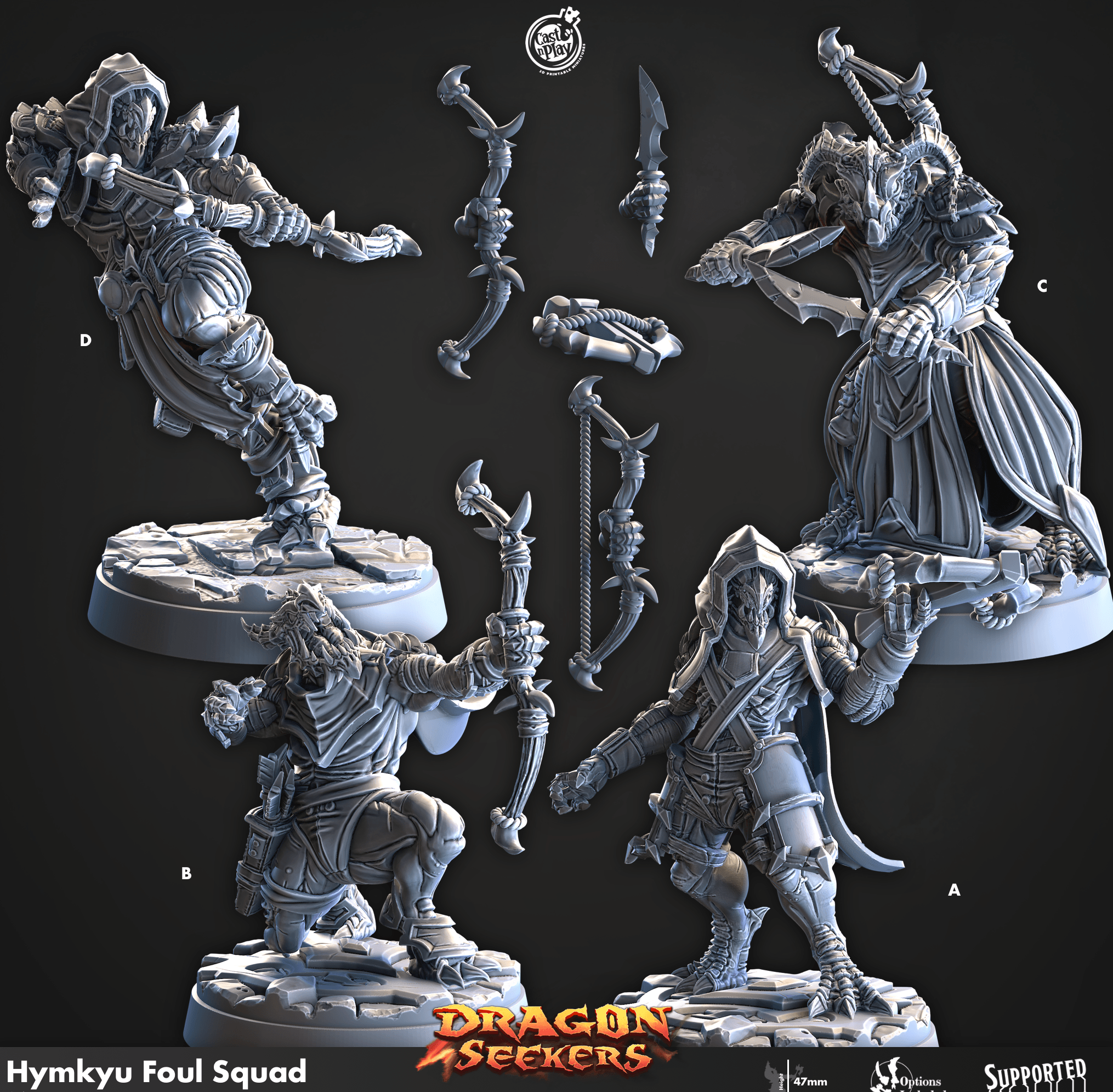 3D Printed Cast n Play Hymkyu Foul Squad Dragon Seekers 28mm 32mm D&D (Online Only)