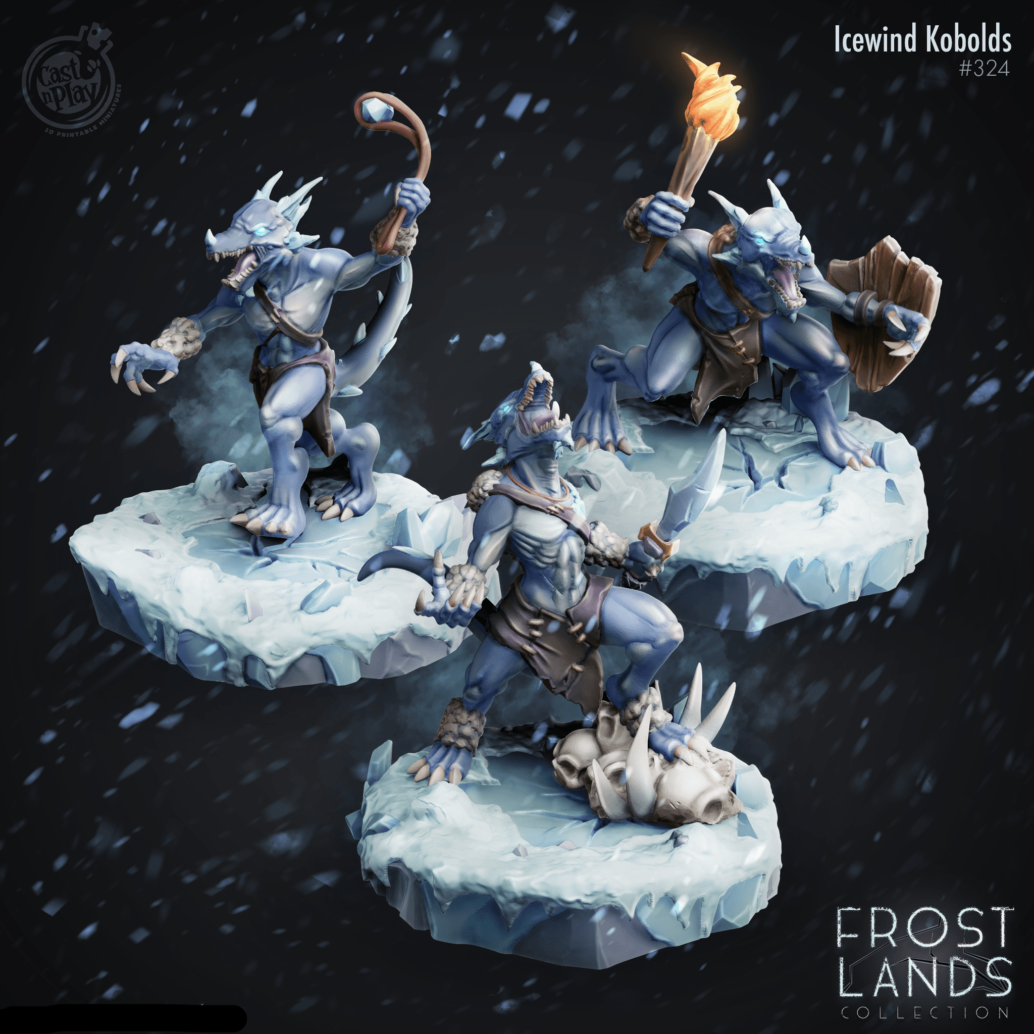 3D Printed Cast n Play Icewind Kobolds Frost Lands 28mm 32mm D&D (Online Only)