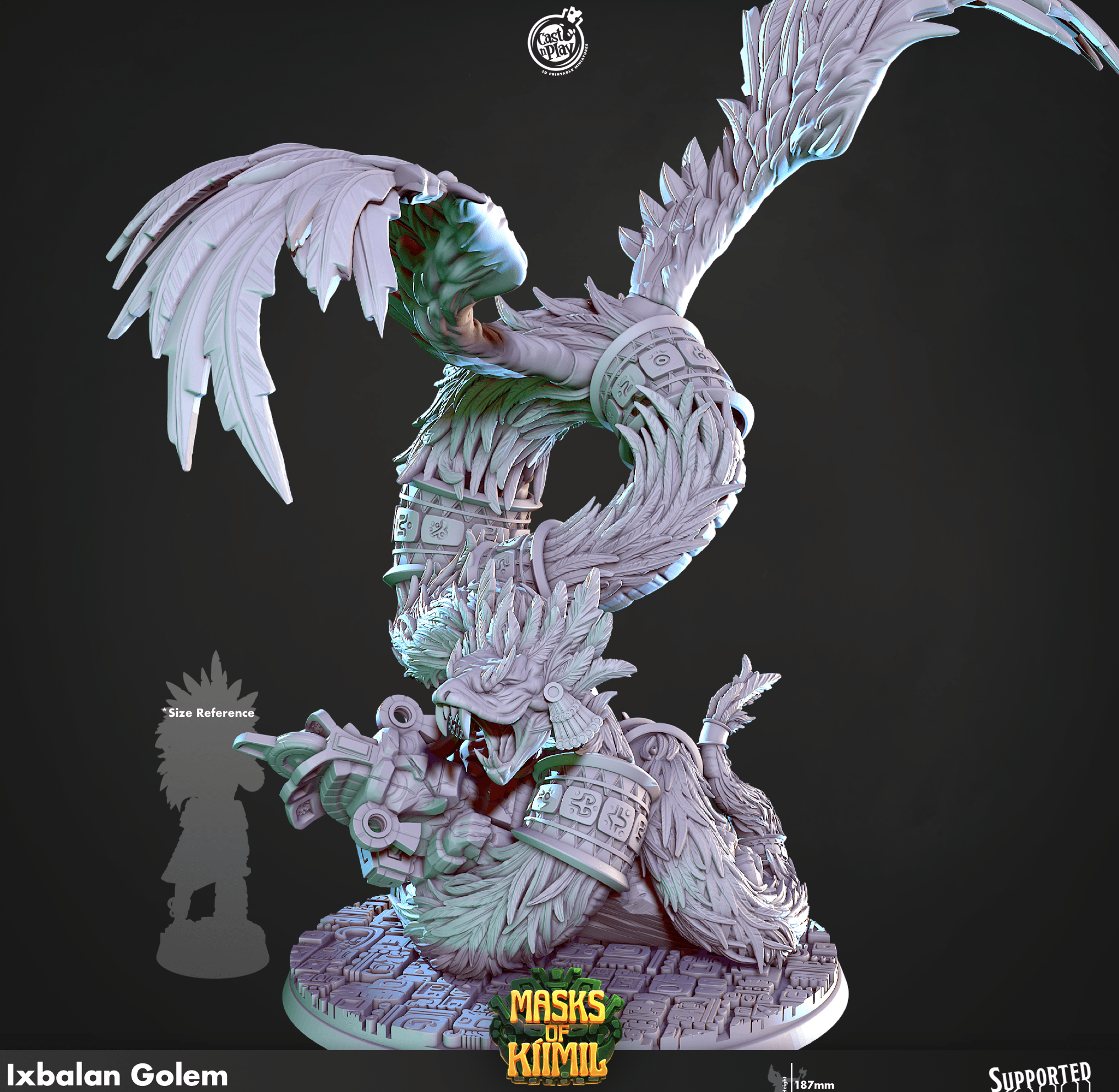 3D Printed Cast n Play Ix Ikal, Serpent God Masks of Kiimil 28 32mm D&D (Online Only)