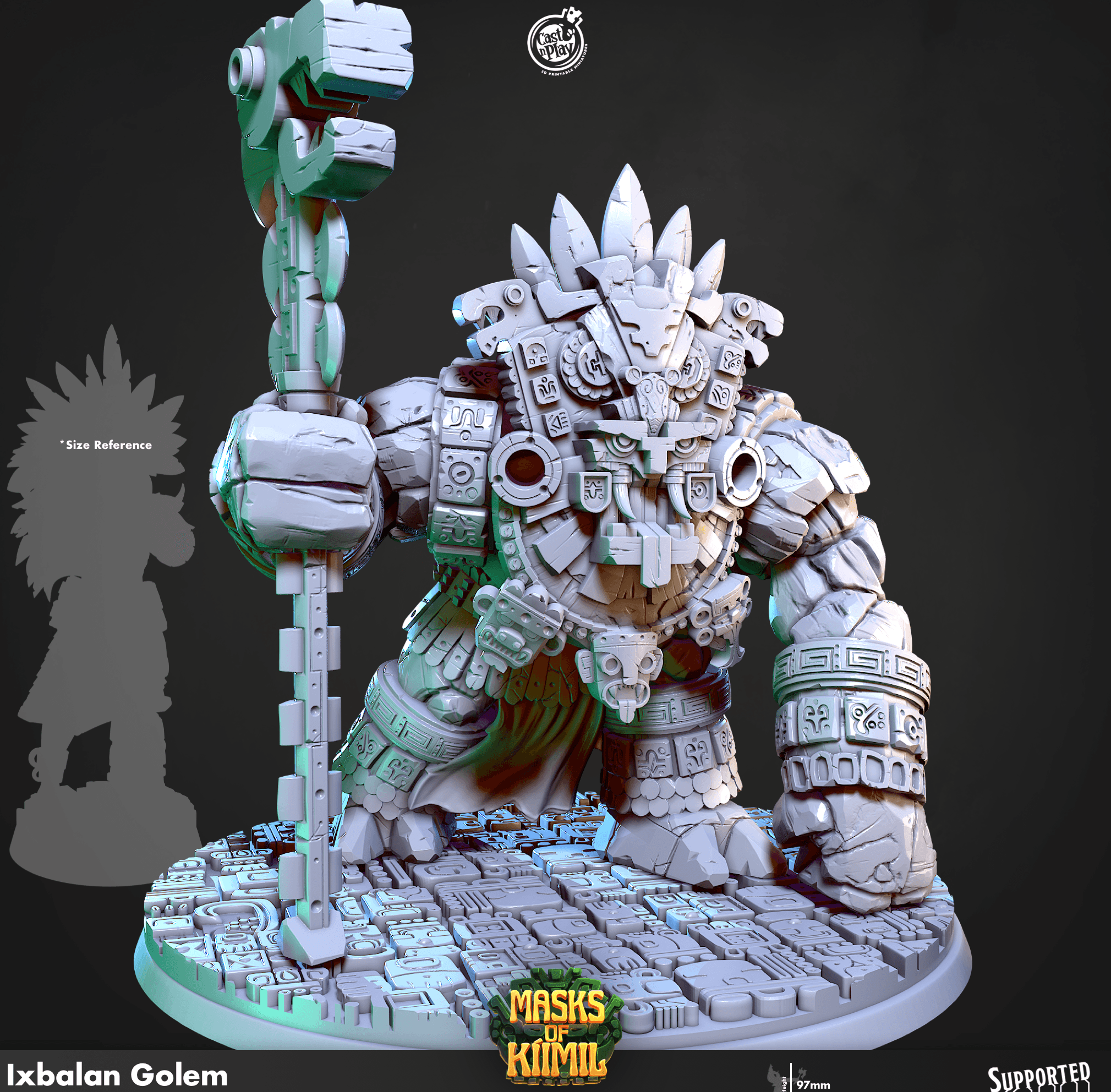 3D Printed Cast n Play Ixbalan Golem Masks of Kiimil 28 32mm D&D (Online Only)