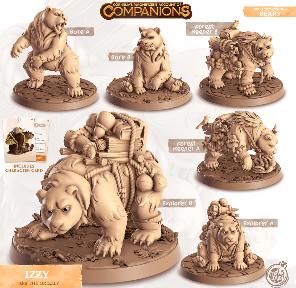 3D Printed Cast n Play Izzy - The Grizzly Bear Companions 28mm 32mm D&D (Online Only)