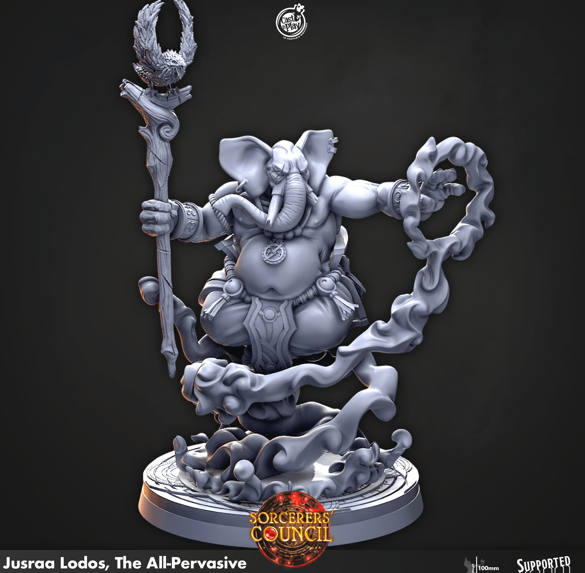 3D Printed Cast n Play Jusraa Lodos, The All-Pervasive Sorcerers Council 28mm 32mm D&D (Online Only)
