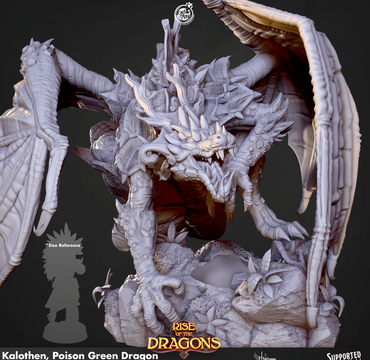 3D Printed Cast n Play Kalothen Poison Green Dragon Rise of the Dragons 28 32mm D&D (Online Only)