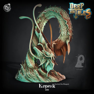 3D Printed Cast n Play Kepesk (Ancient Sea Dragon) 28mm 32mm D&D (Online Only)