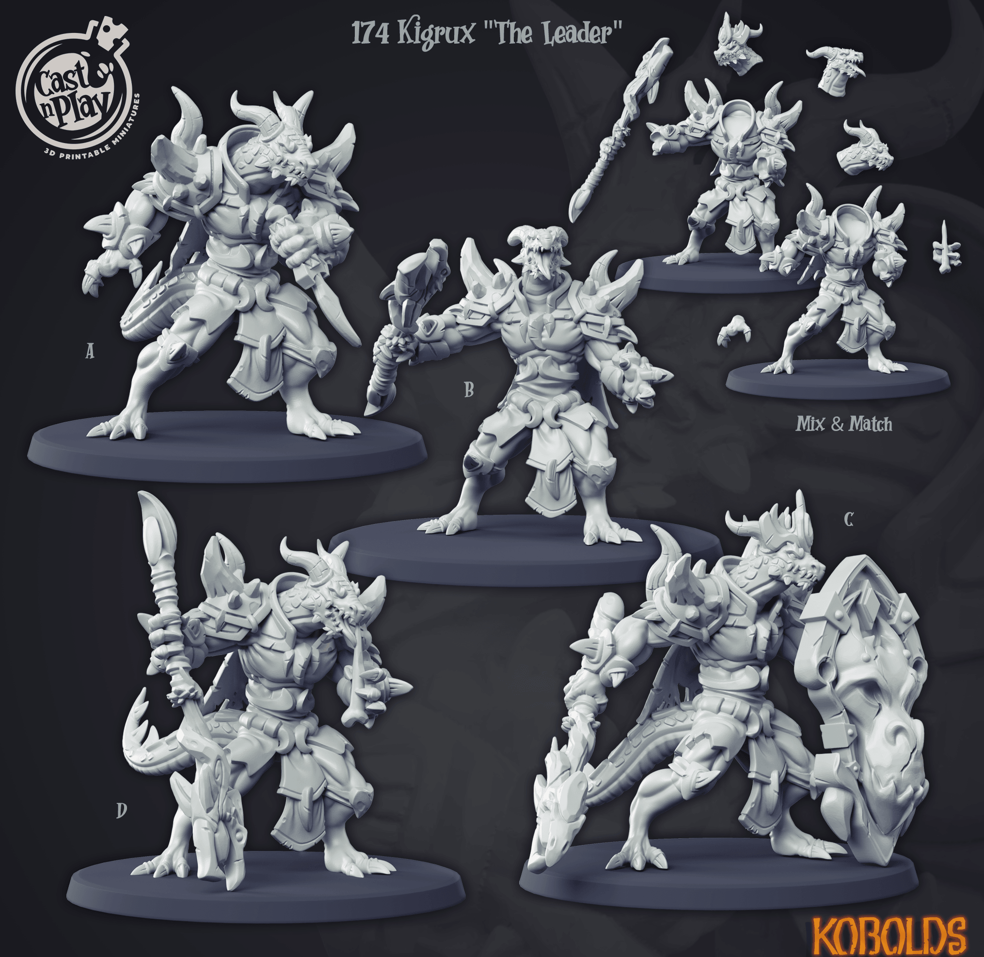 3D Printed Cast n Play Kigrux The Leader 28mm 32mm D&D (Online Only)