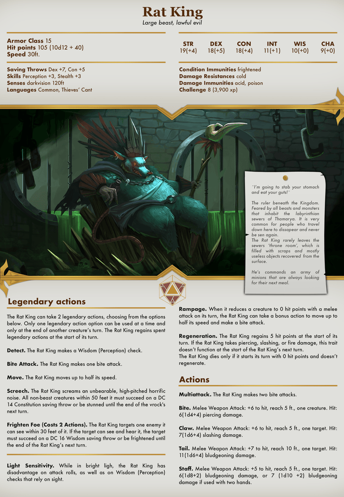 3D Printed Cast n Play King Rat Kingdom Of Thamarya 28mm 32mm D&D (Online Only)