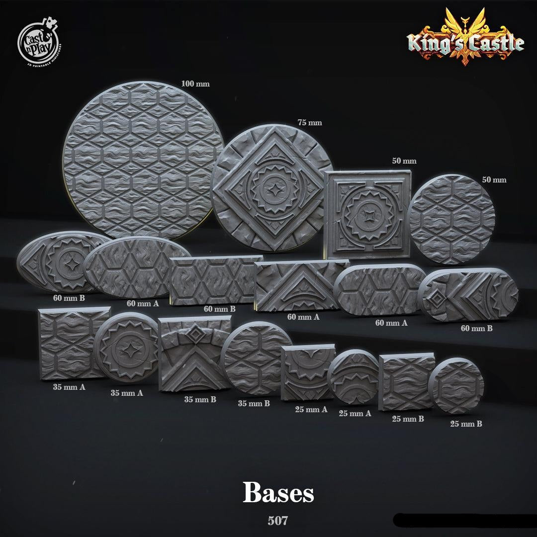 3D Printed Cast n Play King's Castle Bases Set 28mm 32mm D&D (Online Only)