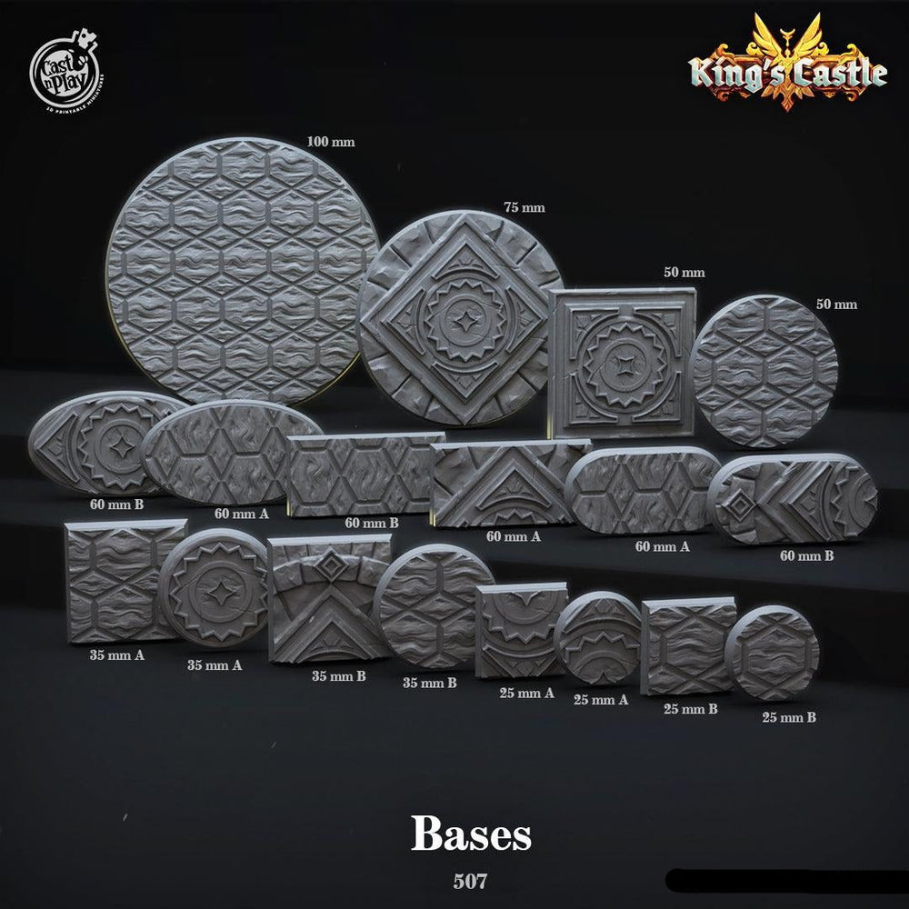 3D Printed Cast n Play King's Castle Bases Set 28mm 32mm D&D (Online Only)