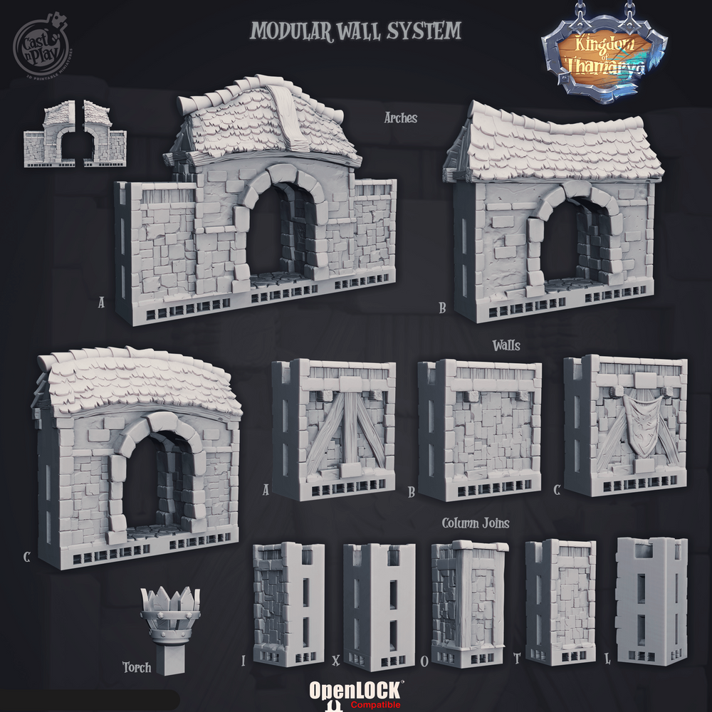 3D Printed Cast n Play Kingdom Walls Kingdom Of Thamarya 28mm 32mm D&D (Online Only)