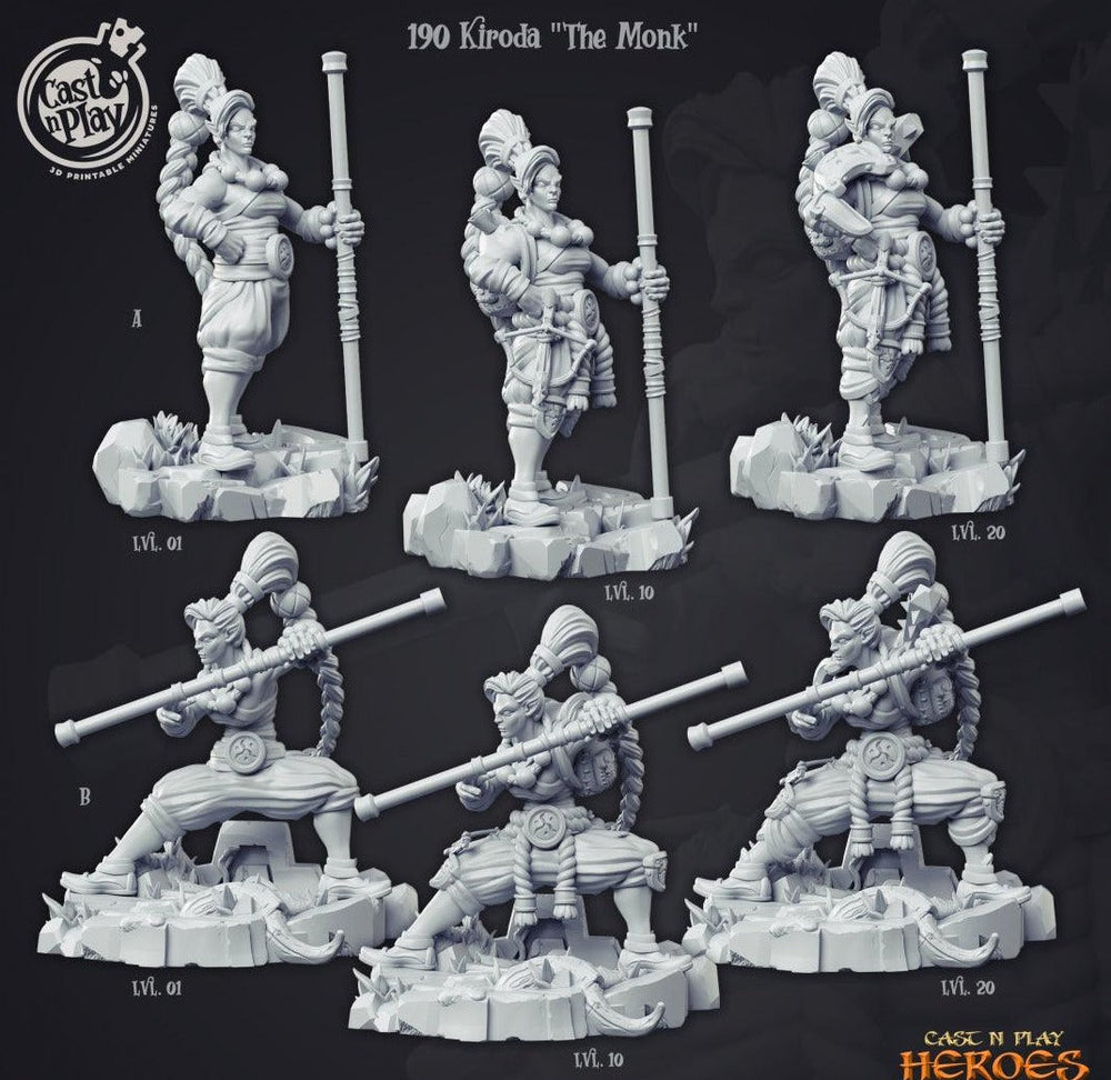 3D Printed Cast n Play Kiroda the Monk Heroes Vol. 1 28mm 32mm D&D (Online Only)