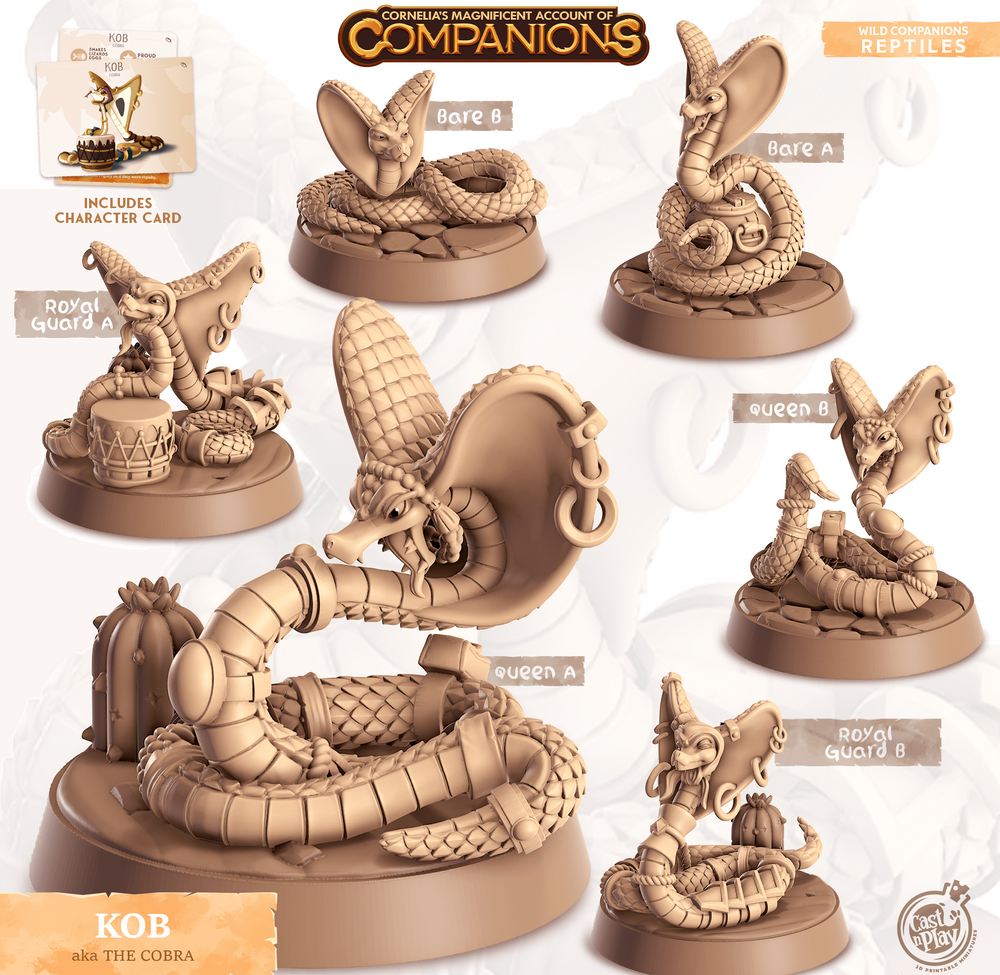 3D Printed Cast n Play Kob - The Cobra Companions 28mm 32mm D&D (Online Only)