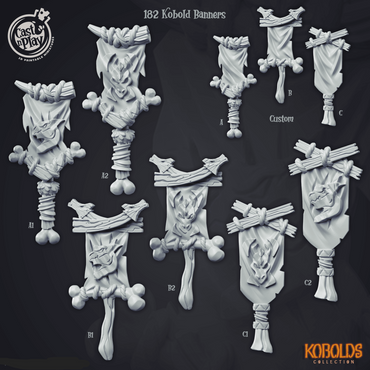 3D Printed Cast n Play Kobold Banners Kobold Collection 28 32mm D&D (Online Only)