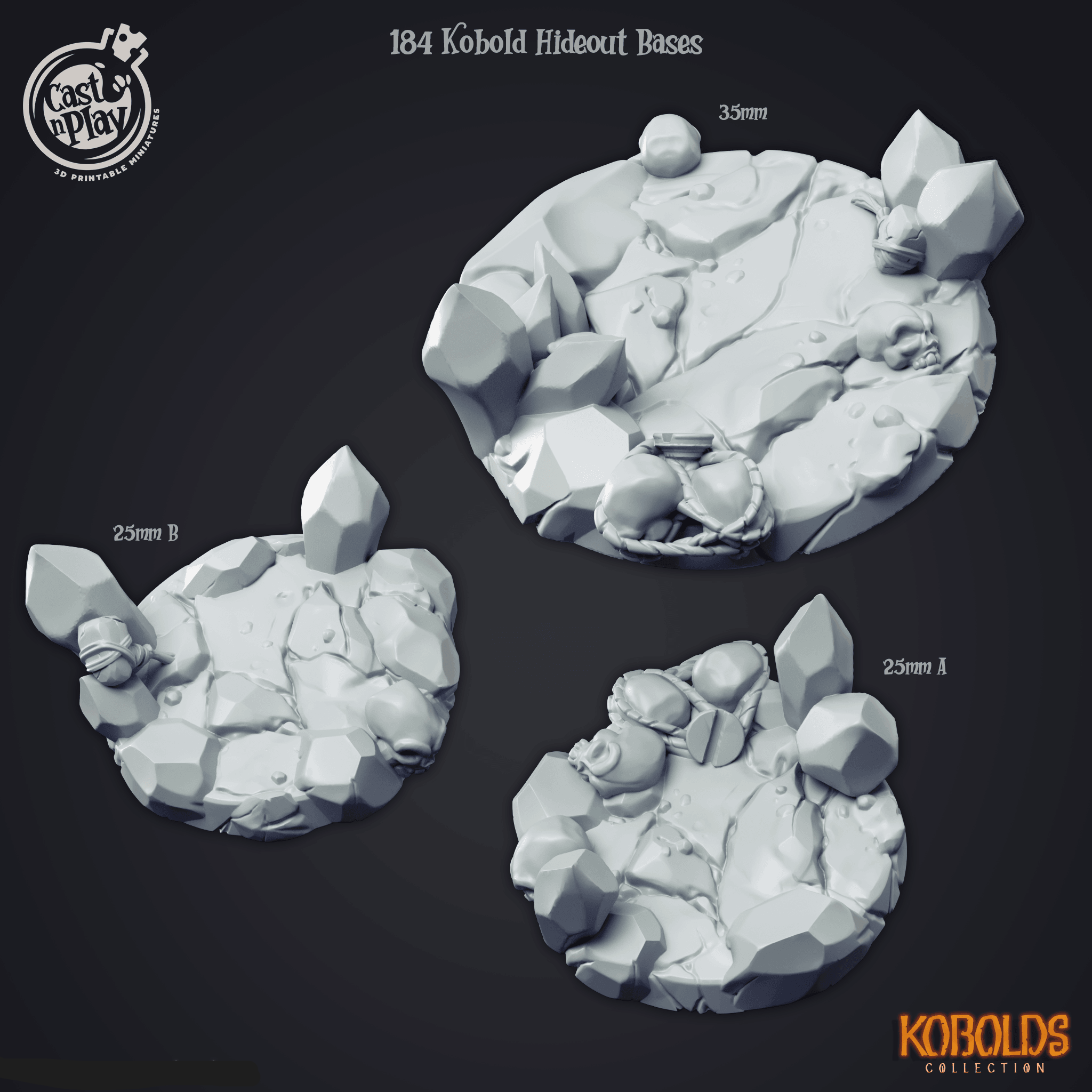 3D Printed Cast n Play Kobold Bases- Kobolds Collection 28mm 32mm D&D (Online Only)