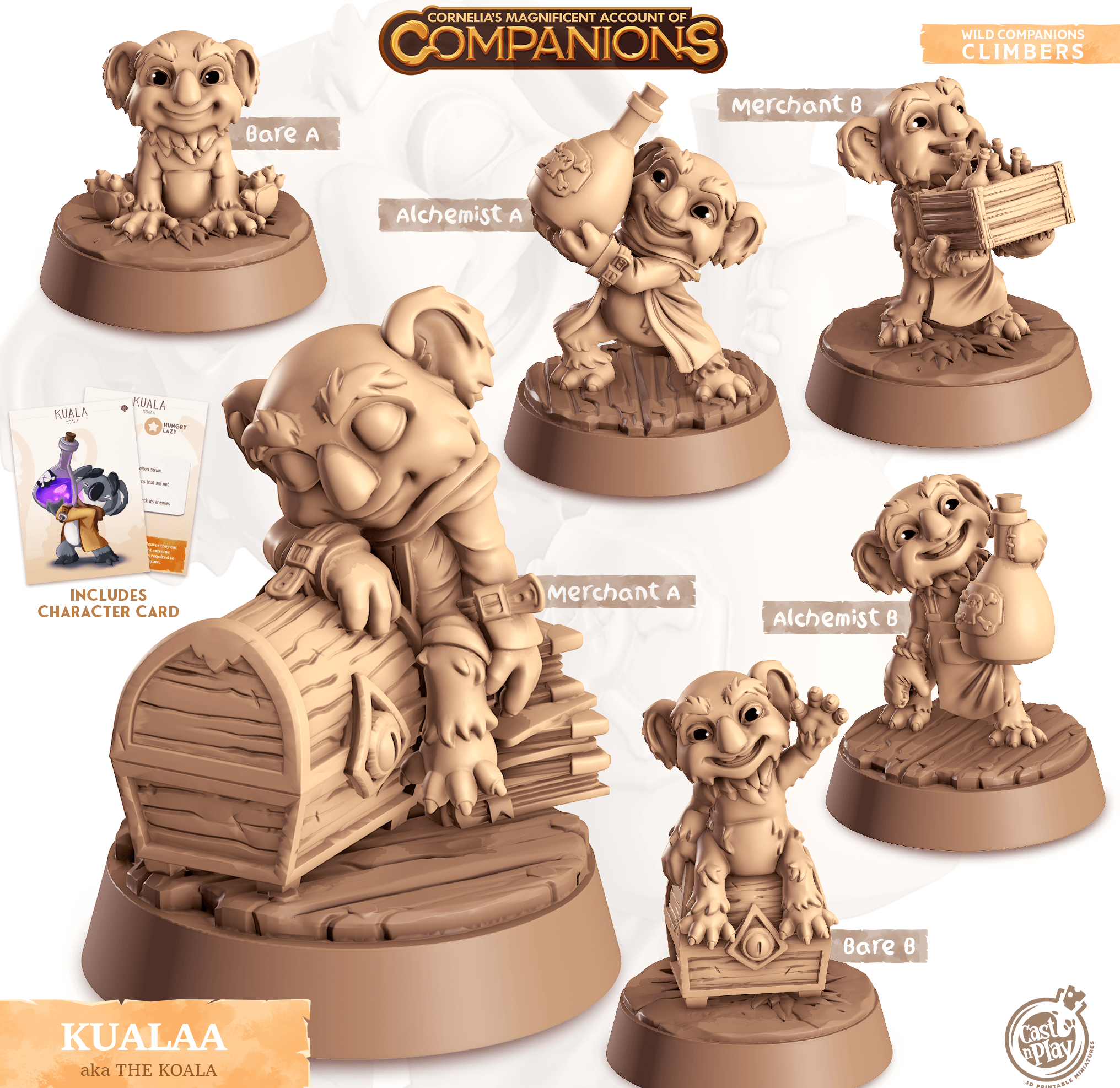 3D Printed Cast n Play Kualaa - Koala Companions 28mm 32mm D&D (Online Only)