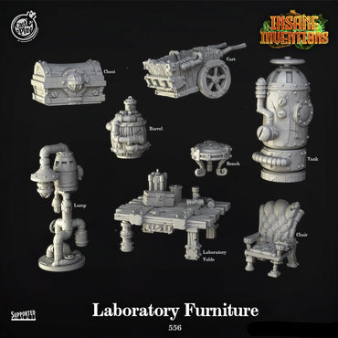 3D Printed Cast n Play Laboratory Furniture Insane Inventions 28mm 32mm D&D (Online Only)