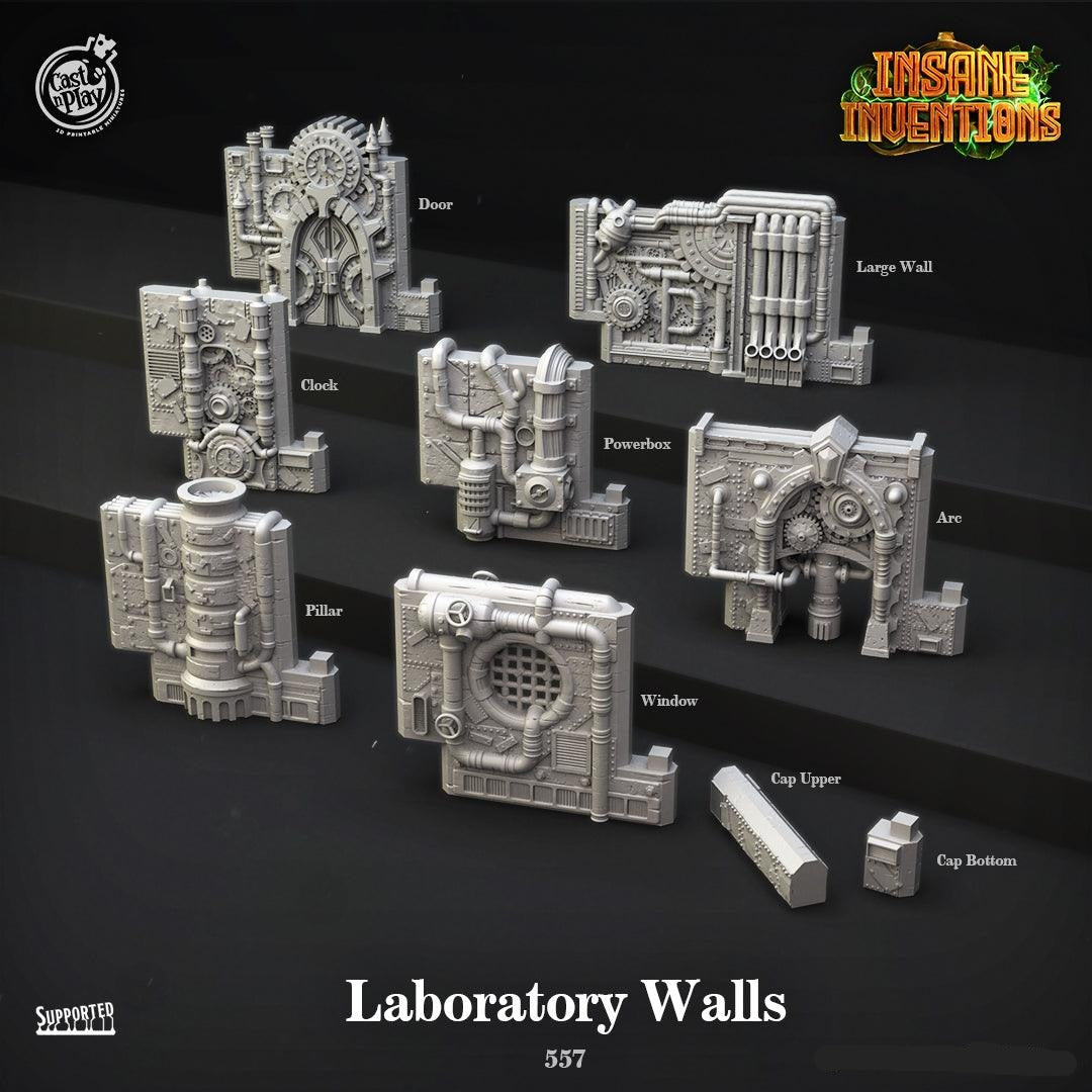 3D Printed Cast n Play Laboratory Walls Insane Inventions 28mm 32mm D&D (Online Only)